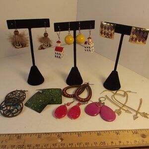 Lot of 10 Pair Pierced Earrings Fun Colorful Funky Vintage to Now